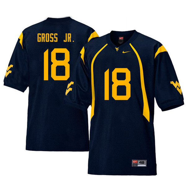 Men #18 Marvin Gross Jr. West Virginia Mountaineers Retro College Football Jerseys Sale-Navy